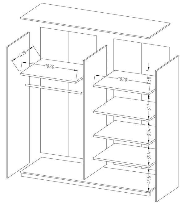 Oak Monastery Sliding Door Mirrored Wardrobe