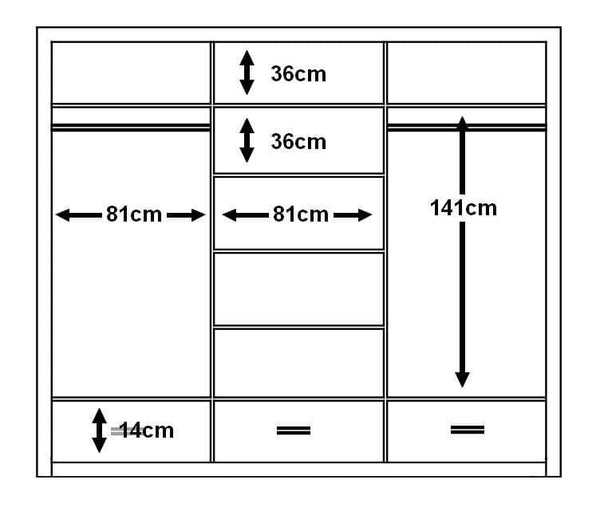 Valencia 3 Sliding Door Wardrobe 250cm