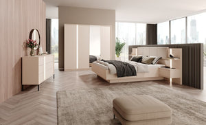 Adelaine Ottoman Bed with Bedside Cabinets and LED Lighting [EU King]