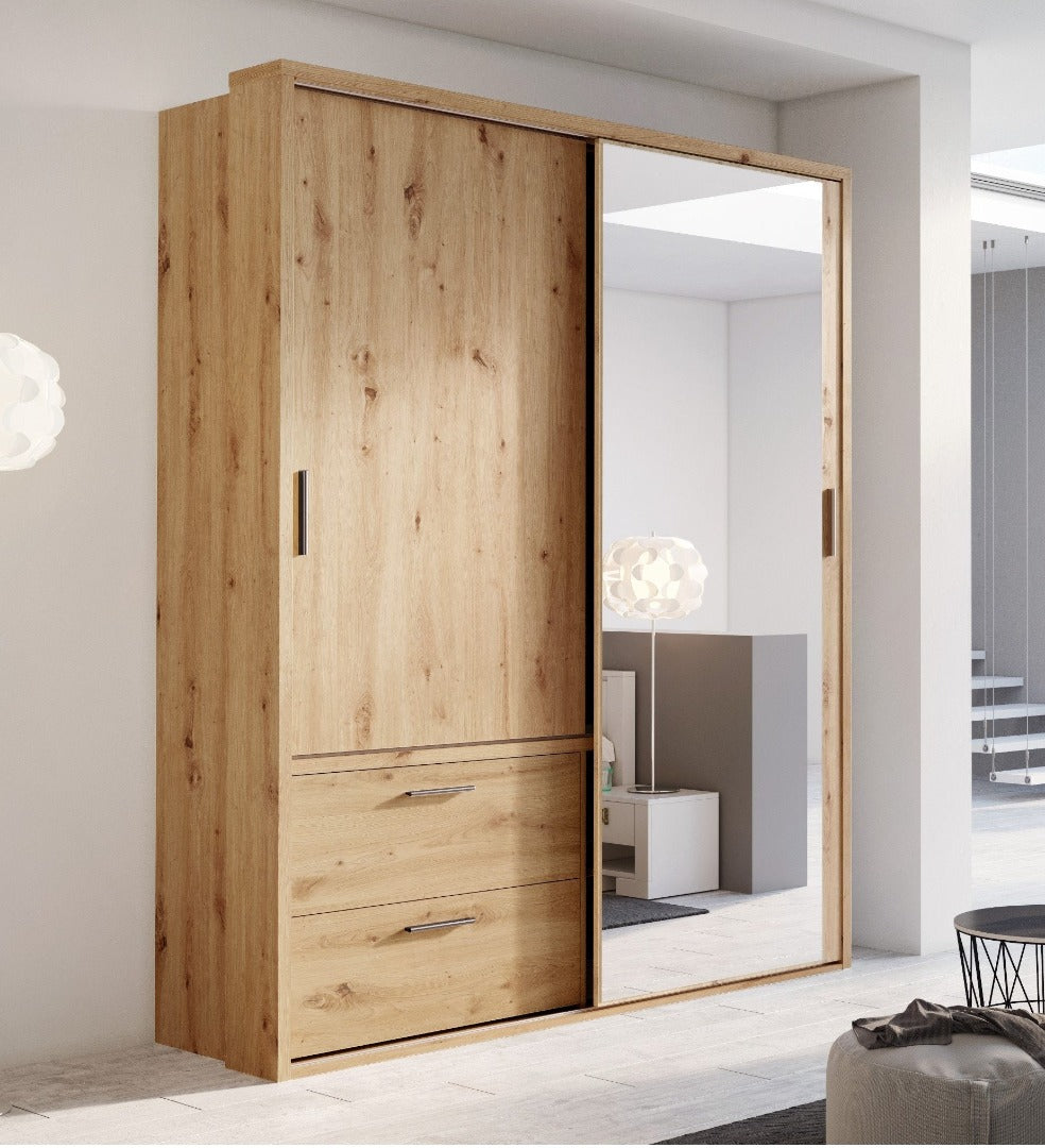 Boston 2 Sliding Door Wardrobe With Drawers 180cm